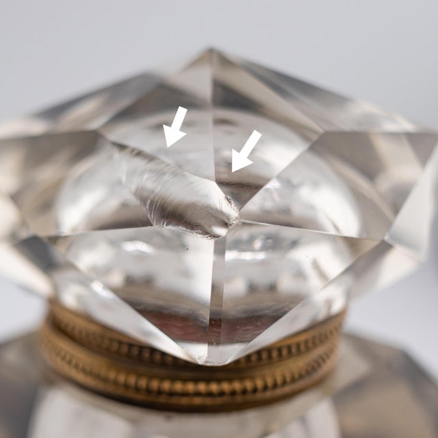 Early 20th Century Reproduction Gilt Bronze Hand-Cut Crystal Inkwell After Demetre H.Chiparus For Sale - Image 11 of 18