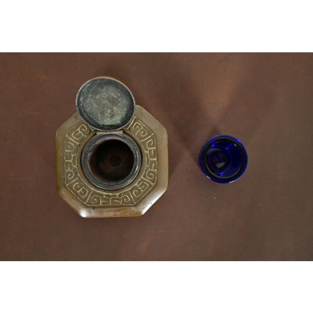 Metal Tiffany Studios New York Zodiac Pattern Bronze Inkwell For Sale - Image 7 of 14