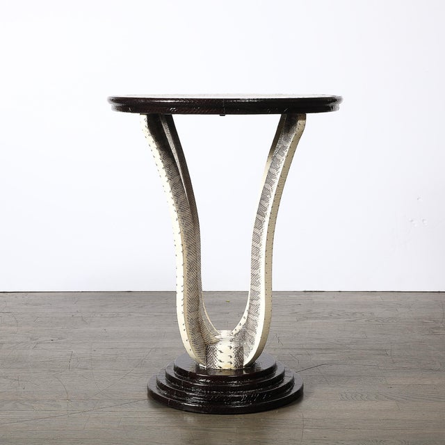 Mid-Century Gueridon Table in Python Leather With Stepped Base by Karl Springer For Sale - Image 15 of 15