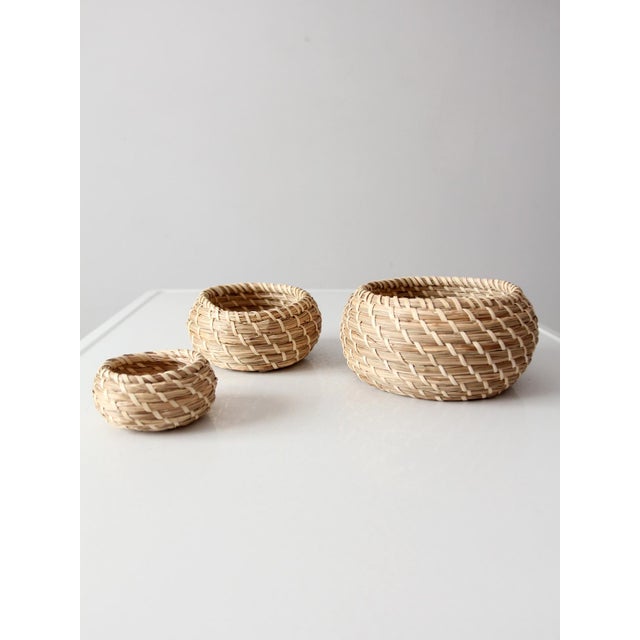 Vintage Set of 3 Woven Nesting Basketsof 3 For Sale - Image 10 of 16