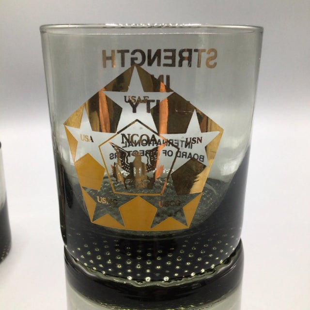 International Board of Directors N C O a Smoked Glass Lowball Glasses-Set of 5 For Sale - Image 4 of 12