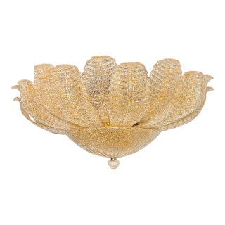Murano Flower Ceiling Lamp | Golden - Amber Art Glass For Sale