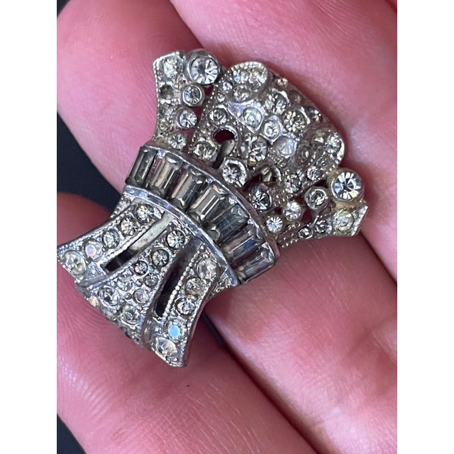 Metal 1930s Art Deco Heavy-Duty, Spring-Loaded Hinged Clip by Coro Patent Marked For Sale - Image 7 of 8