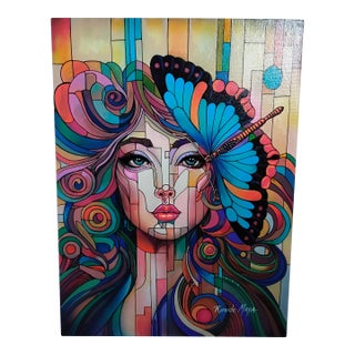 "Portrait of Woman With Butterfly," by Ricardo Maya For Sale