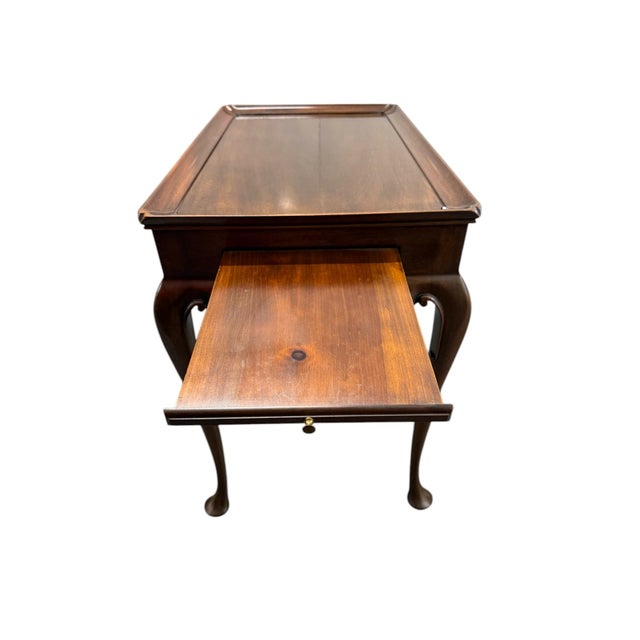 Brown Virginia Galleries Henkel Harris Mahogany Tea Side Table With Pull Outs For Sale - Image 8 of 12
