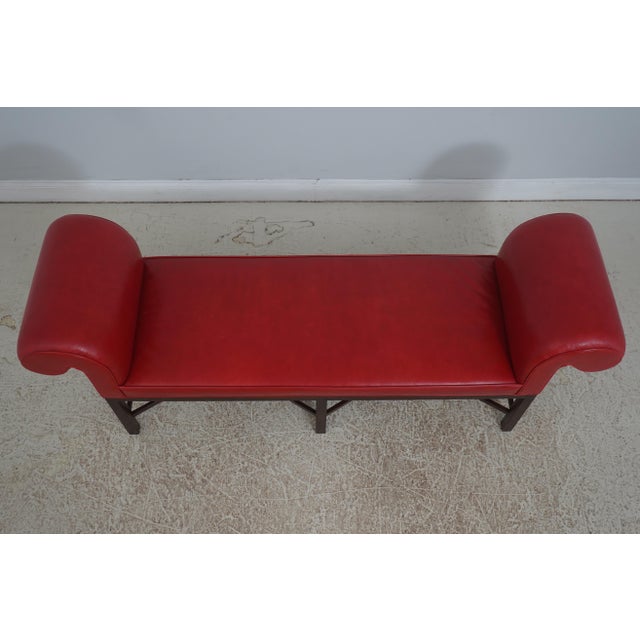 Chippendale Baker Mahogany Leather Chippendale Window Bench For Sale - Image 3 of 17