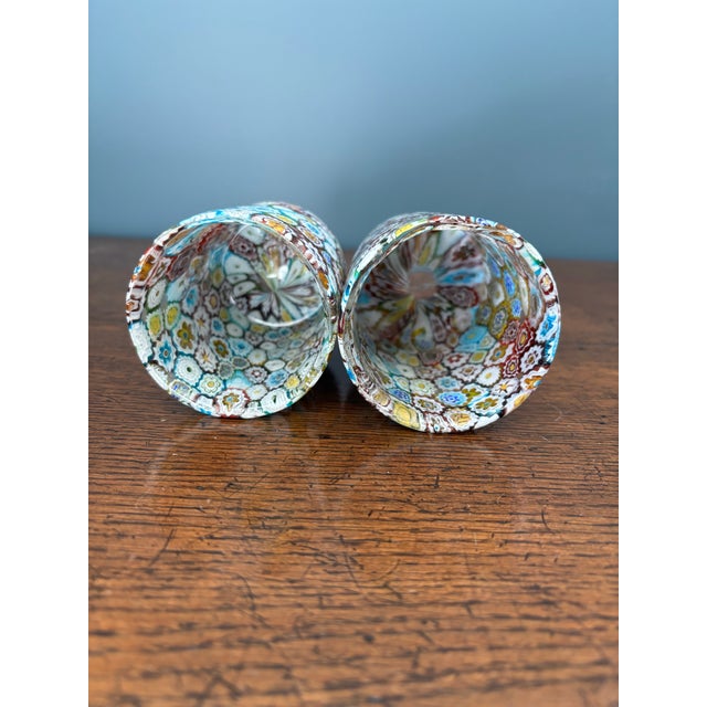 Vetreria Fratelli Toso Mid 20th Century Italian Murano Millefiori Art Glass Tumblers - Attributed to Fratelli Toso - A Pair For Sale - Image 4 of 4