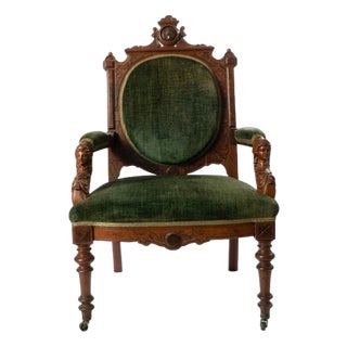 19th Century John Jeliff Renaissance Revival Walnut Arm Chair For Sale