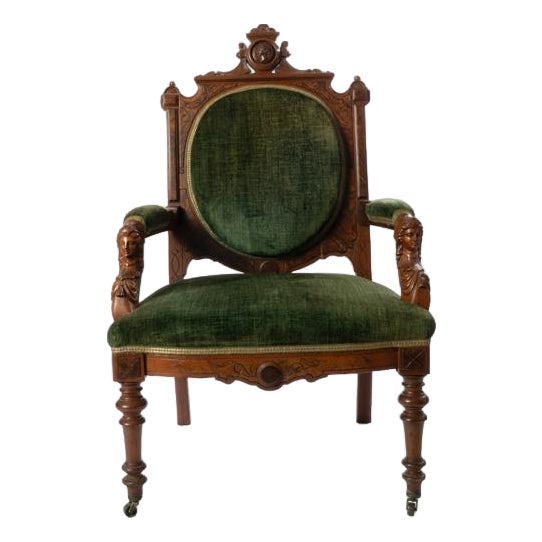 19th Century John Jeliff Renaissance Revival Walnut Arm Chair For Sale
