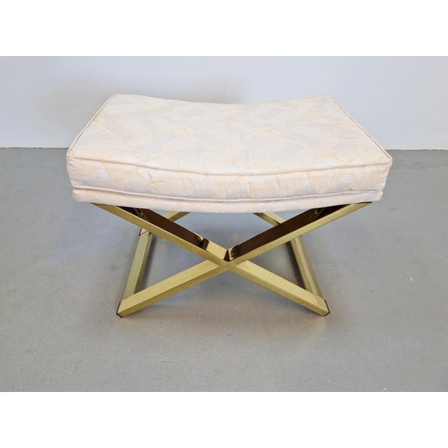 Vintage Regency Brass Cross Stool, Italy, 1970s For Sale - Image 6 of 12