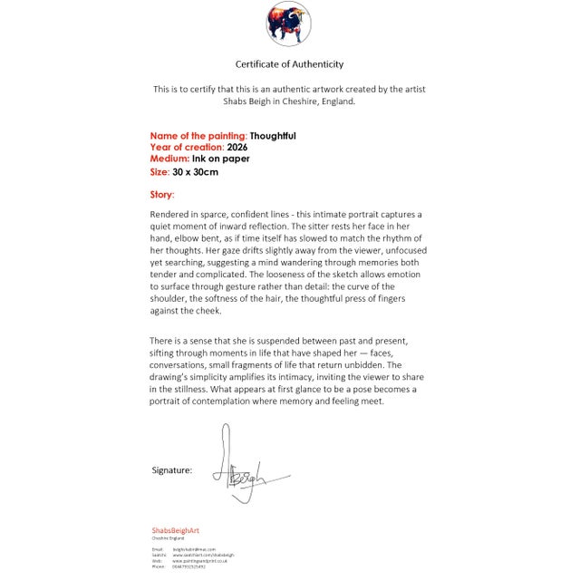 Paper Thoughtful Minimalism Ink on Paper For Sale - Image 7 of 7