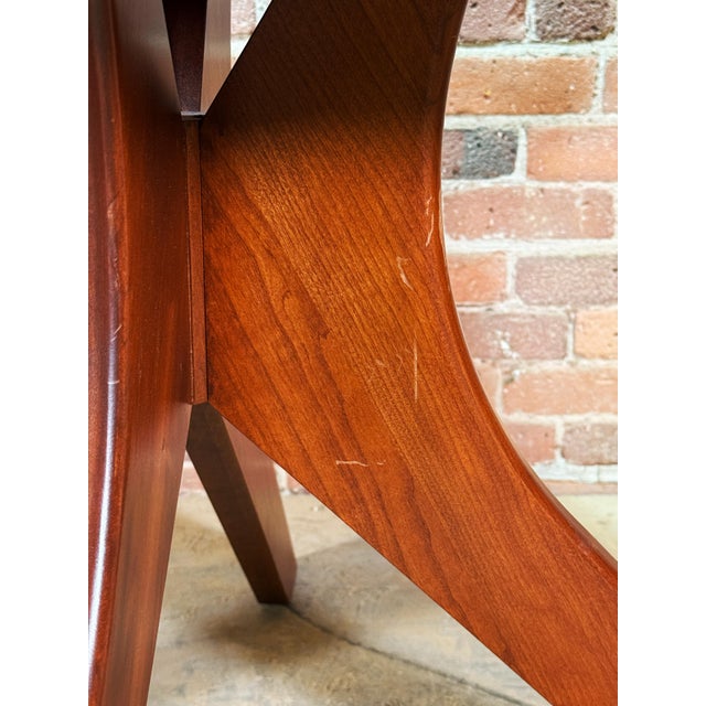 Copeland Audrey Extendable Round Cherry Wood Dining Table W/ Extension Leaf For Sale - Image 10 of 11