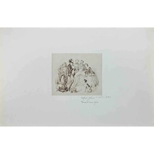 Gathering is an original Original drawing in ink by Alfred Grévin in the 19th Century. Good condition. The artwork is...