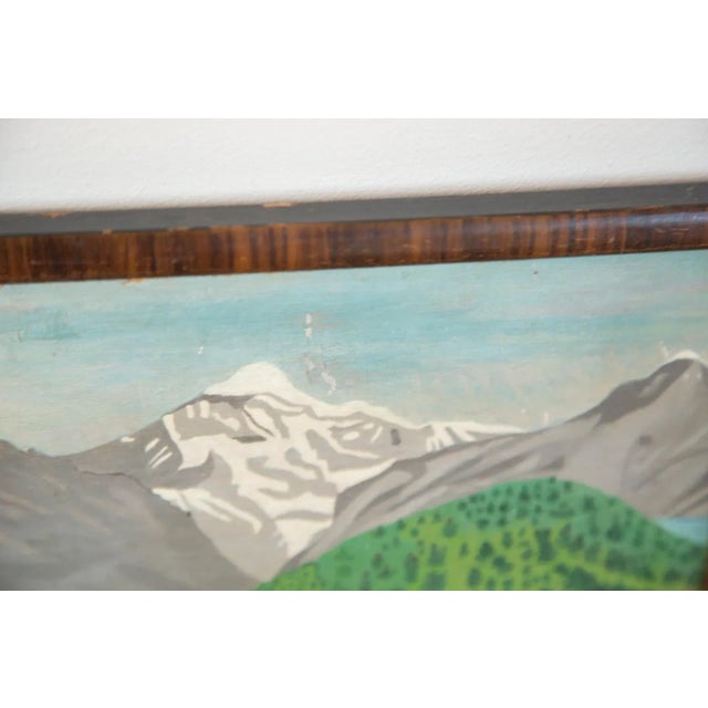 Textile Folk Art Landscape Oil Painting For Sale - Image 7 of 9