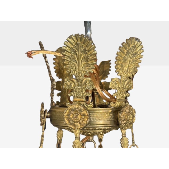 Bronze Neoclassical, Bronze, Crystal, Nine Light Chandelier, France, 19th C. For Sale - Image 8 of 12