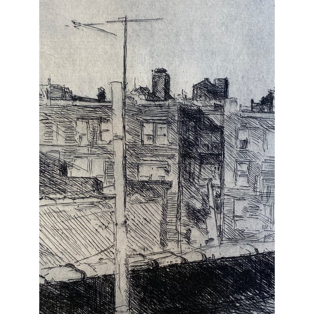 1970s 1970s E L Jackson View From the Roof Etching Bronx New York For Sale - Image 5 of 9