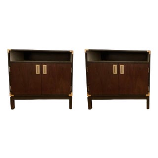 Jonathan Charles Campaign Nightstands Pair For Sale