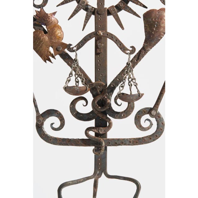 Metal Vintage Guadalupe Hermosillo Escobar of Chiapas Hand Forged Wrought Iron Rooftop Cross For Sale - Image 7 of 10