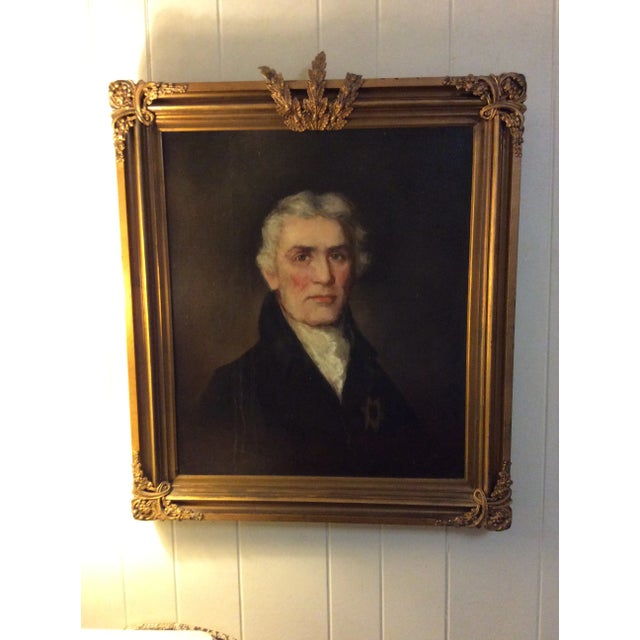 Paint 19th Century Portrait Oil Painting of a Distinguished Gentleman, Framed For Sale - Image 7 of 13