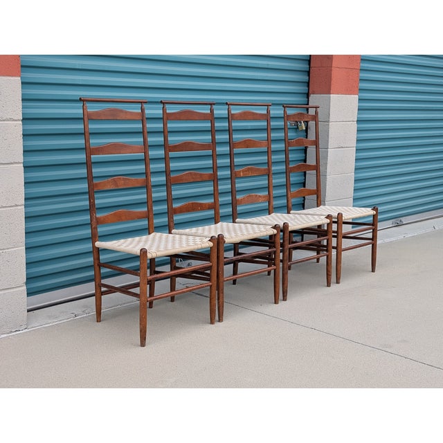 **Set of 4 Shaker Style Cherry Ladder Back Dining Chairs – Nichols & Stone** Classic American-made **Nichols & Stone**...
