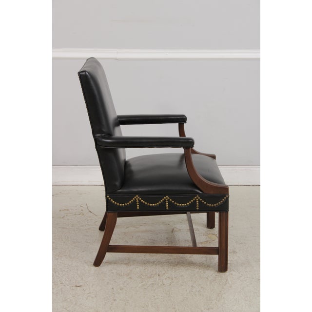Pair of Hickory Chair Co Leather Mahogany Armchairs For Sale In Philadelphia - Image 6 of 17