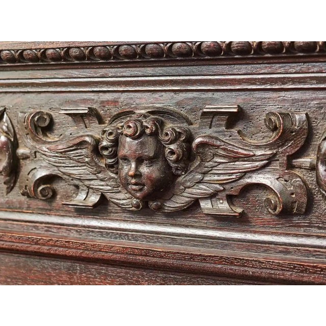 2000 - 2009 Neo-Renaissance Carved Oak Bench For Sale - Image 5 of 11