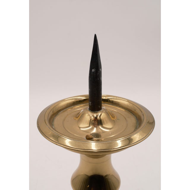 Pair of Brass Pricket Candlesticks With Globes For Sale - Image 4 of 12