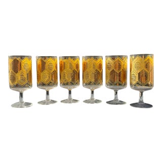 1960s Cera Ned Harris Pineapple Motif Glasses - Set of 6 For Sale