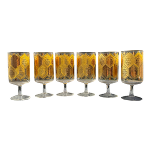 1960s Cera Ned Harris Pineapple Motif Glasses - Set of 6