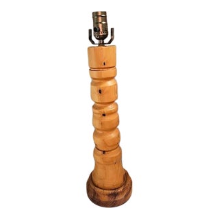 Mid Century Scandinavian Pine Table Lamp For Sale
