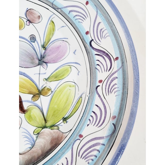 Figurative Vintage Ceramic Portugal Majolica Hand Painted Antelope Porcelain Cabinet Plate For Sale - Image 3 of 6