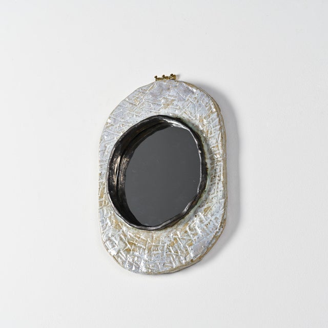 1970s Ceramic Mirror by Jean-Pierre Viot, France, 1970 For Sale - Image 5 of 9