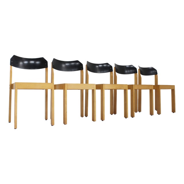 Mid-Century Stackable Dining Chairs, 1970s, Set of 5 For Sale