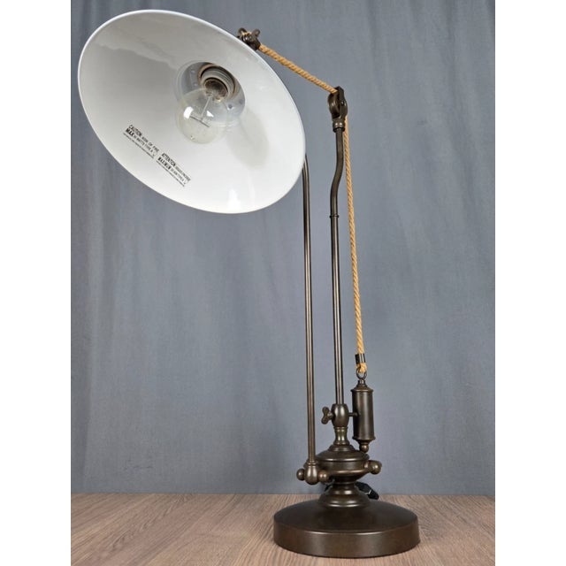 Metal Pottery Barn Glendale Task Pulley Industrial Table Lamp For Sale - Image 7 of 16