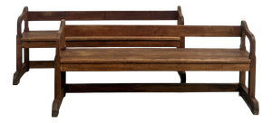 Vintage Oak Community Benches, 1950s, Set of 2