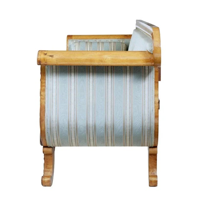 19th century swedish carved birch sofa, from circa 1880. Elegant swedish formal sofa which seats a comfortable 3. Straight...