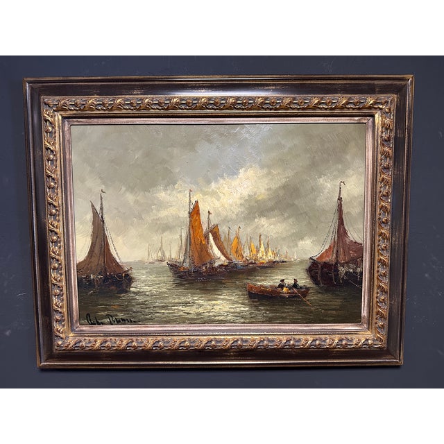 Peter Brouwer, Ijsselmeer, 1970s, Oil Painting on Canvas For Sale - Image 10 of 10