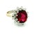Vintage 14K white gold ring featuring a vibrant oval pink tourmaline, approximately 4.65 carats, surrounded by a halo of...