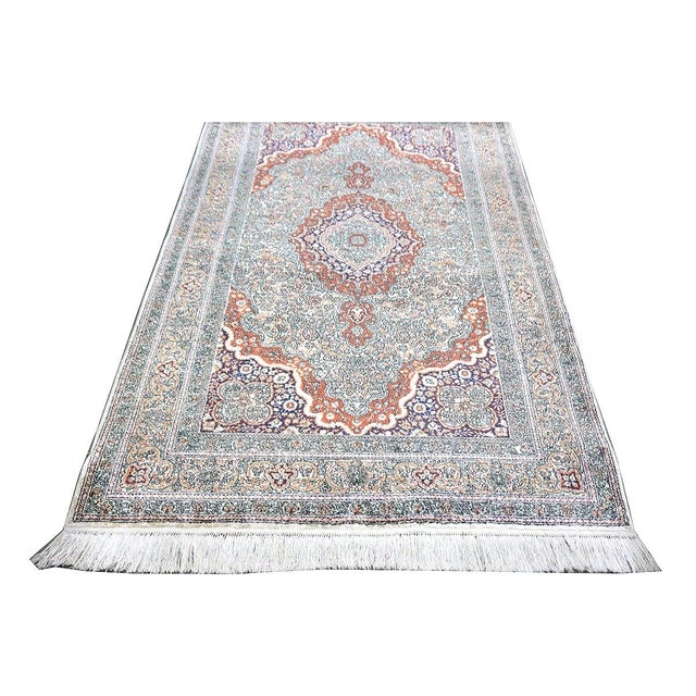 Textile Vintage Sino-Persian Hereke Silk 3x5 Ivory, Red & Purple Handmade Area Rug #1144265 For Sale - Image 7 of 16