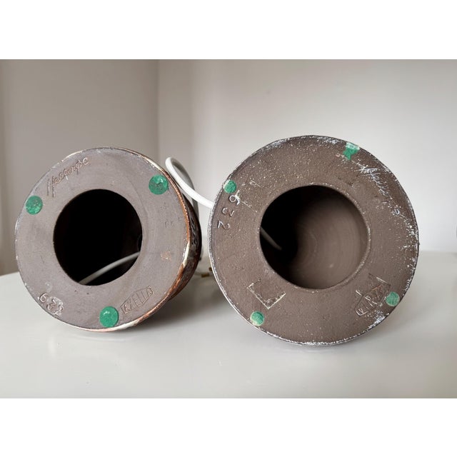 Vintage Stoneware Table Lamps by Jette Hellerøe for Axella, 1960s, Set of 2 For Sale - Image 9 of 10