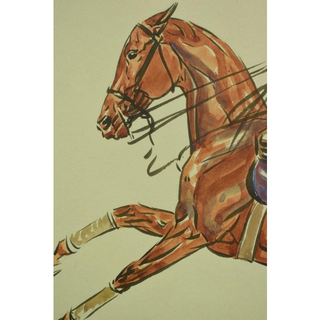 Traditional Mid 20th Century Paul Desmond Brown Polo Player Watercolor For Sale - Image 3 of 5