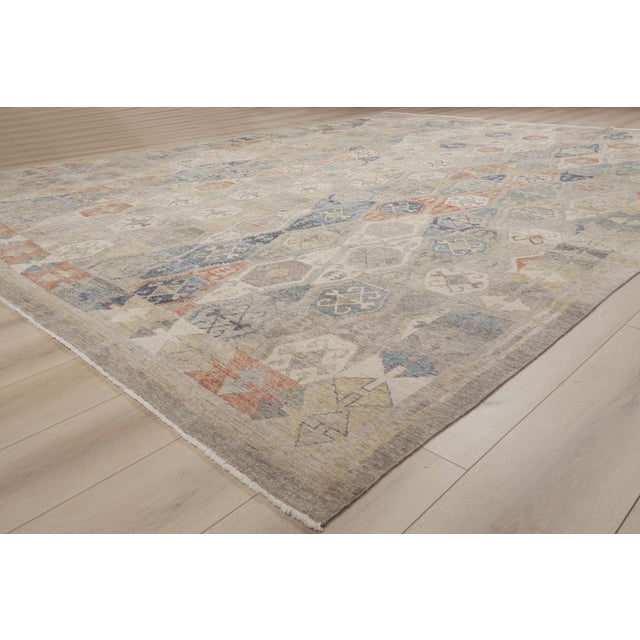 Gray Contemporary Indian Oushak Rug, 11'07 X 14'09 For Sale - Image 8 of 10