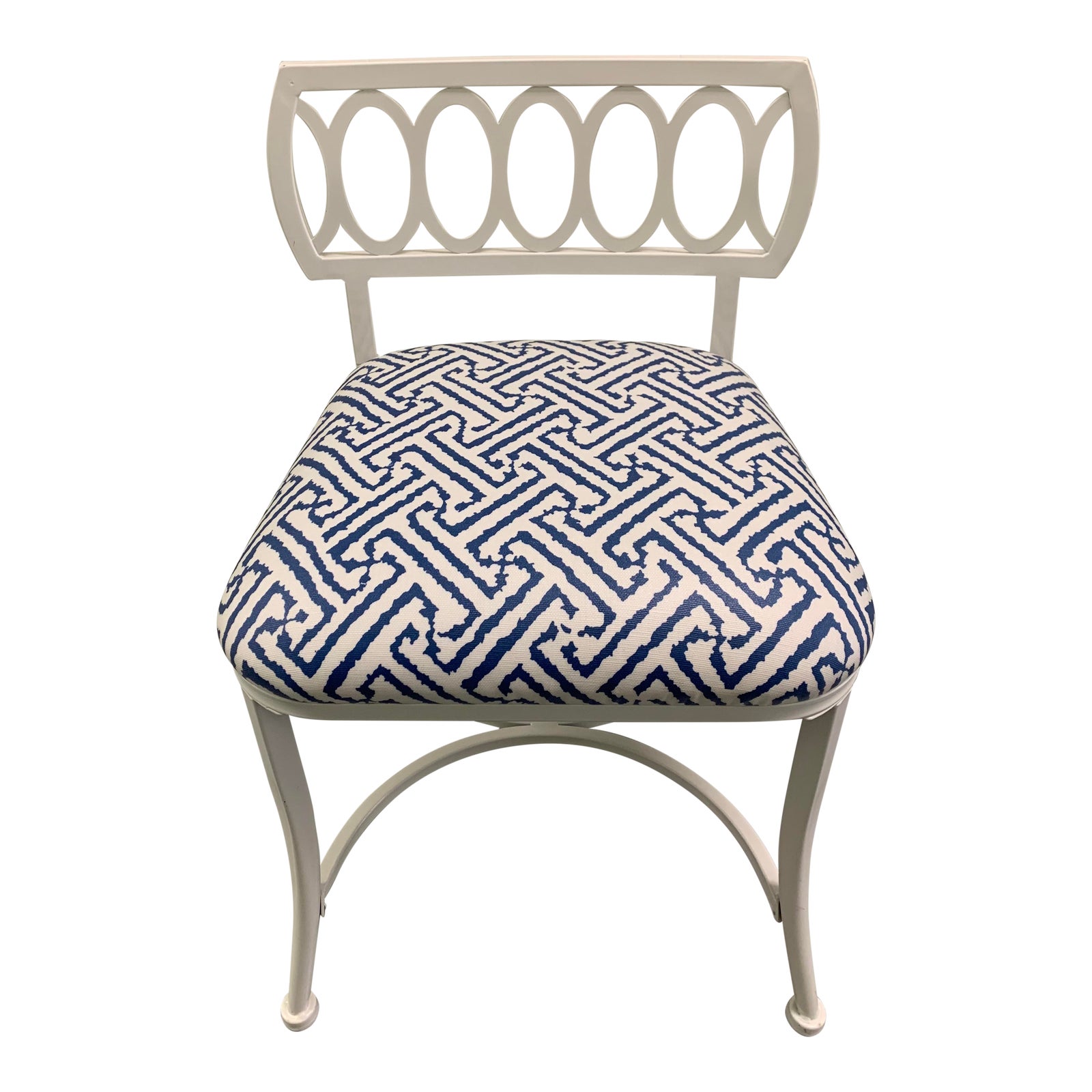 White Metal Loop Back Vanity Chair Chairish