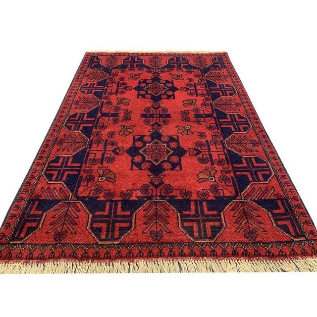 Fine Quality Hand Knotted Afghan Khal Mohammadi Wool Area Rug 3.11 X 2.8 Ft For Sale - Image 4 of 11