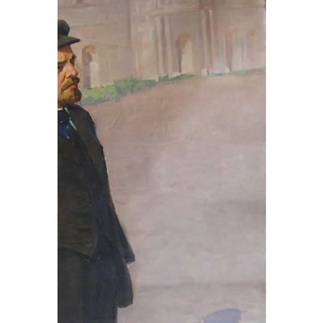 Realism Lenin Portrait Painting, Antique Soviet Socialist Realism Art 200-130 For Sale - Image 3 of 6