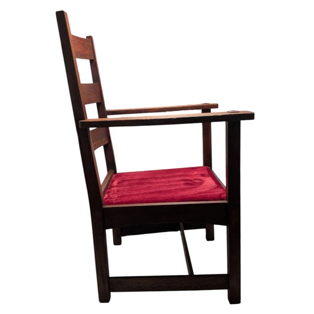 Antique Stickley Mission Oak Armchair For Sale In Boston - Image 6 of 13
