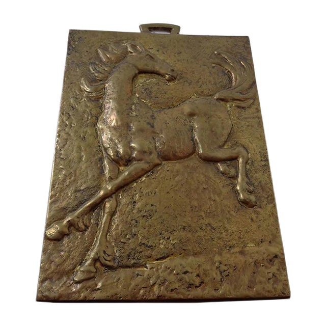 Brutalist Metal Horse Wall Panel, 1960s For Sale