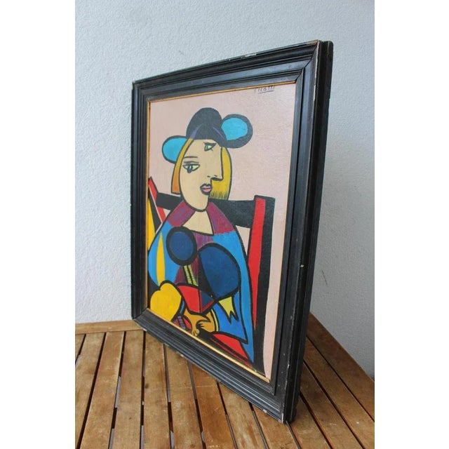 Modern Mid-Century Modern Composition, Oil Painting, 1950s, Framed For Sale - Image 3 of 8