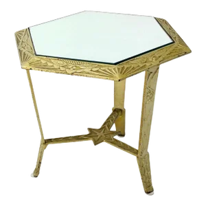 Fine Mid Century Modern Art Deco Hexagon Top Star of David Base Side End Table