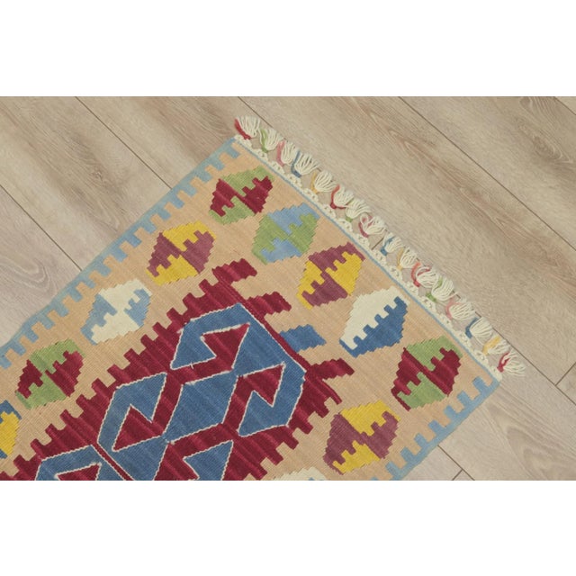 1970s Scandinavian Style Geometric Oushak Kilim Rug For Sale In Sacramento - Image 6 of 11